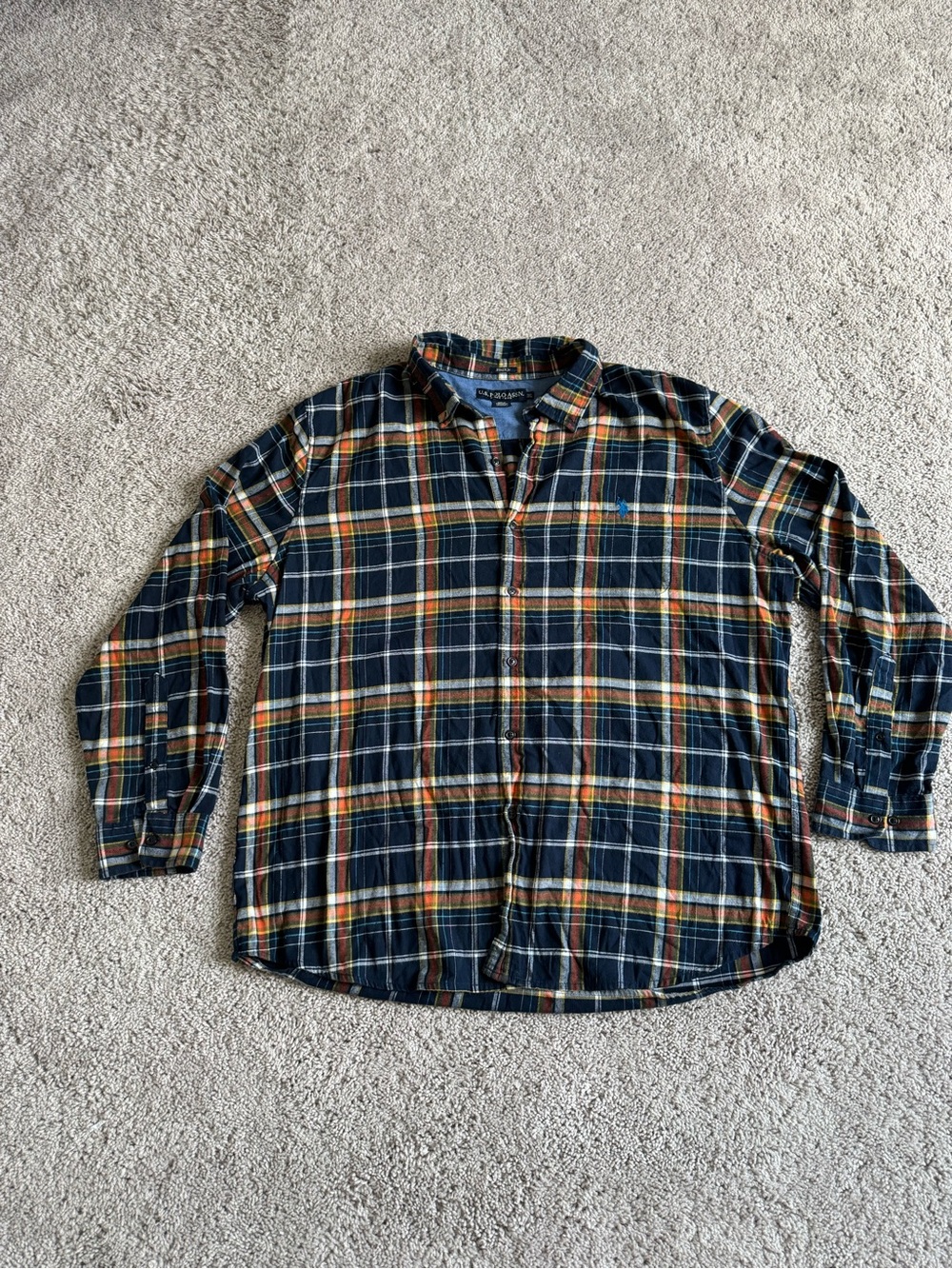 U.S. Polo Assn. Button Down Shirt Mens Size 3XL Plaid Flannel Long Sleeve